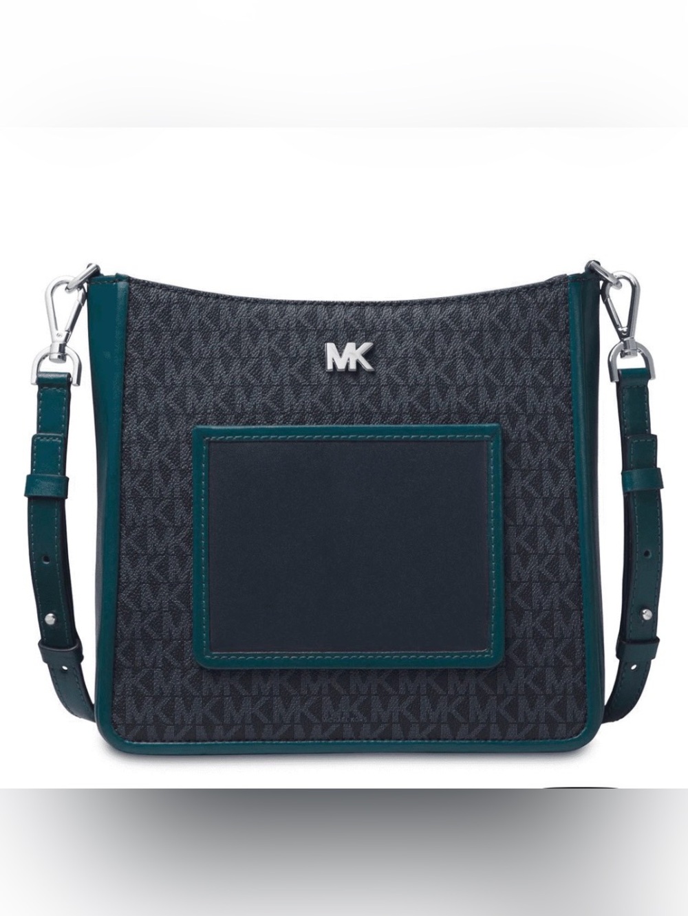Michael Kors Gloria Logo and Leather Swing-pack/Messenger Admiral Navy Blue Teal